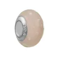 Pink translucent glass charm bead with silver S925 core for DIY charm bracelets - Light Pink Bubble Lampwork Bead (925) (50)
