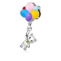 S925 silver bear charm with colorful enamel balloons for personalized DIY bracelets - Balloon Bear Style (9)
