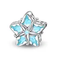 Pandora style starfish bead charm with blue enamel and crystal in 925 silver finish - Normal Specification / Blue Sea Star Shape(015)