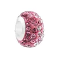 Pink pavé crystal charm bead with silver core for DIY jewelry bracelets and necklaces - Normal Specification / Pink White