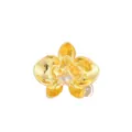 Exquisite gold orchid jewelry with heart gemstone and pearl on white background - Gold Orchid Style