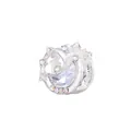 Detailed view of silver moon charm with vibrant colorful crystals and moonstone inlay - Hollow Wave Moon Style (2)