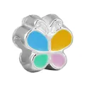 Silver butterfly charm bead for DIY bracelets with colorful enamel wings in 4 vibrant shades - Multicolor Butterfly