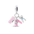 S925 silver hairdressing charm pendant featuring pink enamel blow dryer and comb - Hair Styling Set (5910654601781)