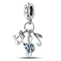 Silver musical note charm with blue enamel butterfly and colorful sparkling zircons - Blue Butterfly Musical Note (2)
