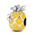 Macro shot of pineapple charm bead with yellow enamel and heart mesh for DIY bracelets - Yellow Enamel Pineapple Bead (12)