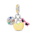 Ciondolo estivo da spiaggia con sole, borsa di paglia e occhiali da sole a cuore - Ciondolo Shopping Quotidiano (PAC1600)