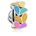 Colorful enamel heart patterns charm bead in S925 silver for DIY bracelet styling - Colorful Hearts Bead (1)