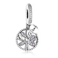 Silver tree of life charm with purple zircon and Family pendant on white background - Silver Tree Of Life Lavender Zirconia