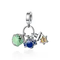 Star camera beads charm pendant for DIY bracelets featuring blue enamel and silver finish - Camera and Star Theme
