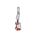 Mini electric guitar charm pendant with red and white enamel for DIY bracelet jewelry - Red And White Electric Guitar Style