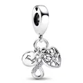 Silver family charm with tree of life and infinity symbol featuring sparkling stones - Family Tree & Infinity Triple Pendant