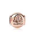 Abalorio signo Libra en oro rosa con pavé de circonitas brillantes para joyería artesanal - Libra
