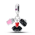 S925 silver charm pendant featuring pink perfume bottle, evening dress, and handbag - Perfume Bottle Dress Handbag (6)
