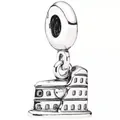 Colosseum charm in silver finish with heart detail for bead bracelets and necklaces - Roman Colosseum Style (1)