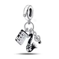 Silver music charms with piano keyboard saxophone and treble clef on white background - Saxophone Piano Treble Clef (3)