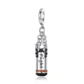 Boxing punch bag charm in S925 silver with Fight engraving and orange stones - Boxing Punching Bag