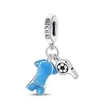 Ciondolo maglia calcio in smalto blu e pendente calcio in argento per braccialetti - Stile Maglia da Calcio Blu