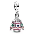 Charm de suéter navideño en esmalte rojo con piedras preciosas para joyería DIY - Especificación Normal / Suéter De Navidad (017)