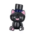 Cartoon black cat bead with top hat for DIY bracelets, high gloss enamel finish charm - Black Hat Cat