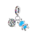 Charm astronauta in smalto e pianeta scintillante per bracciali in finitura argento - Stile Astronauta Pianeta