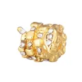 Charm a cilindro dorato con trama a roccia e strass bianchi per bracciali fai-da-te - Stile Incastonato con Trama Rocciosa(1) / Oro