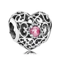 Hollow heart crown charm with pink gemstone inlay for DIY bracelet decoration - Hollow Heart (8)
