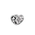 Vintage heart charm bead with silver oxidization and sparkling crystals for DIY bracelets - Vintage Relief Heart (18)