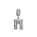Silver charm bead featuring a classic architectural arch design with sparkling zircons - Vintage Arch (23)