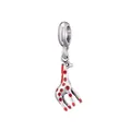 Silver giraffe charm pendant with red enamel details for DIY bracelet making - Red Giraffe