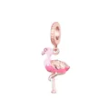 Rose gold flamingo charm bead with pink enamel and sparkling zircon stones - Rose Gold Flamingo (32)