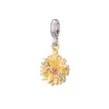 Yellow sunflower charm pendant with pink stones on silver ring for DIY bracelets - Sunflower (25)