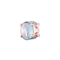 Rose gold charm with light blue oval gemstone and pave crystals for bead bracelets - Light Blue Rhinestone Arch (36)