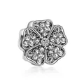 Sparkling silver flower charm with clear cubic zirconia stones for DIY charm bracelets - Pave Zirconia Flower