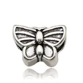 Silver butterfly charm with antique texture for DIY bracelets jewelry accessories - Butterfly (11415)