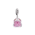 Pink enamel handbag charm with silver filigree and colorful cubic zirconia stones - Pink Handbag (17)