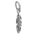 Vintage silver feather charm pendant with detailed engraving for DIY beaded bracelets - Vintage Feather Design Silver Pendant (7)