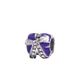 Exquisite purple enamel Christmas gift box charm with bow and cubic zirconia stones - Purple Gift Box Style (11)
