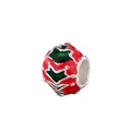 Weihnachts-Charm-Perle mit roter und grüner Emaille und Silberbasis für DIY-Schmuck - Red Green Enamel Pattern Bead