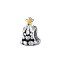 Weihnachtsbaum Anhänger aus Silber mit goldenem Stern und Herzmustern für Armbänder - Vintage-Weihnachtsbaums-Stil