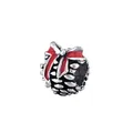 Silver pine cone charm with red enamel bow for DIY bracelet necklace jewelry making - Red Ribbon Pinecone