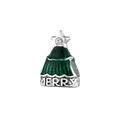 S925 silver Christmas tree charm with green enamel, star zircon and Merry engraving - Merry Green Enamel Christmas Tree