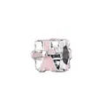 Silberner Geschenkbox-Charm mit rosa Emaille-Schleife für DIY-Schmuckarmbänder - Rosa Emaille Geschenkbox