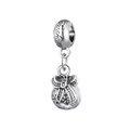 Silver lucky bag charm with bow and snowflake patterns for DIY bracelets - Silver Fashion Pouch Style