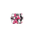 Silver gift box charm with pink enamel bow for DIY bracelets and jewelry making - Silver Pink Bow Gift Box Style (5)