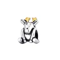 Silver-toned cartoon deer charm with golden antlers for DIY beaded charm bracelets - Cartoon Reindeer Style (3)