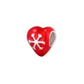 Red enamel heart charm bead with silver snowflake pattern for DIY jewelry bracelets - Red Snowflake Heart Style (7)