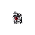 Silver skull couple charm with red rose for DIY jewelry bracelets and necklaces - Skeleton Couple Style (4)