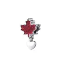 Silver red maple leaf charm with small heart pendant for DIY bracelet jewelry - Red Maple Leaf Heart Pendant Style