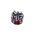 Silver strawberry pine cone charm bead with red and green enamel for DIY bracelets - Pine Cone Style (12)